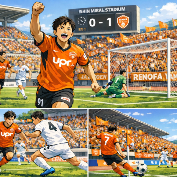 サッカーの勝利の瞬間